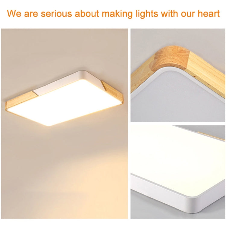 Wood Macaron LED Square Ceiling Lamp, White Light
