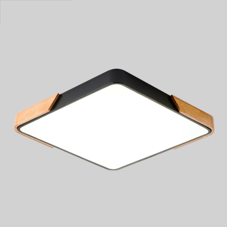 Wood Macaron LED Square Ceiling Lamp, White Light