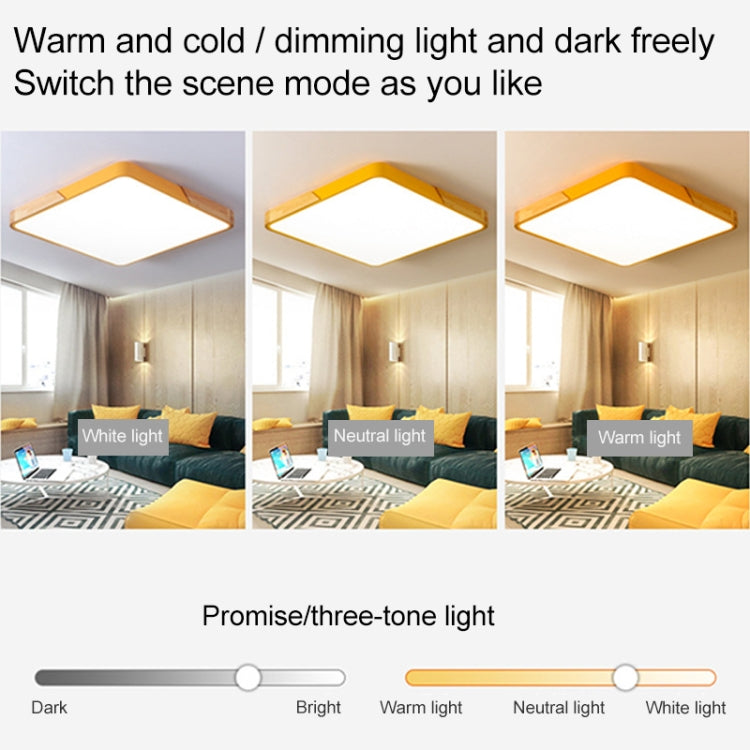 Wood Macaron LED Square Ceiling Lamp, 3-Colors Light