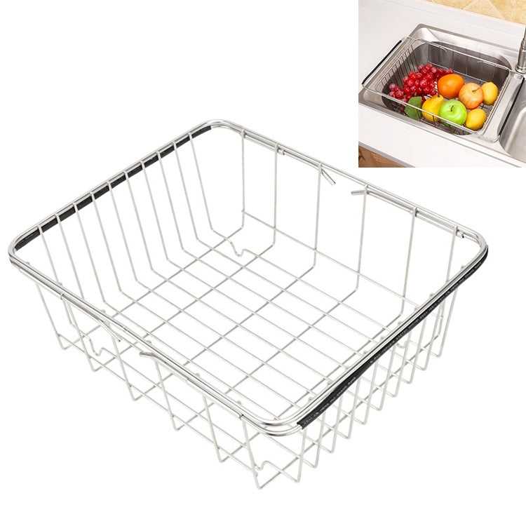Kitchen Dish Drainer Sink Drain Basket Washing Vegetable Fruit Drying Holder Stainless Steel Adjustable Rack