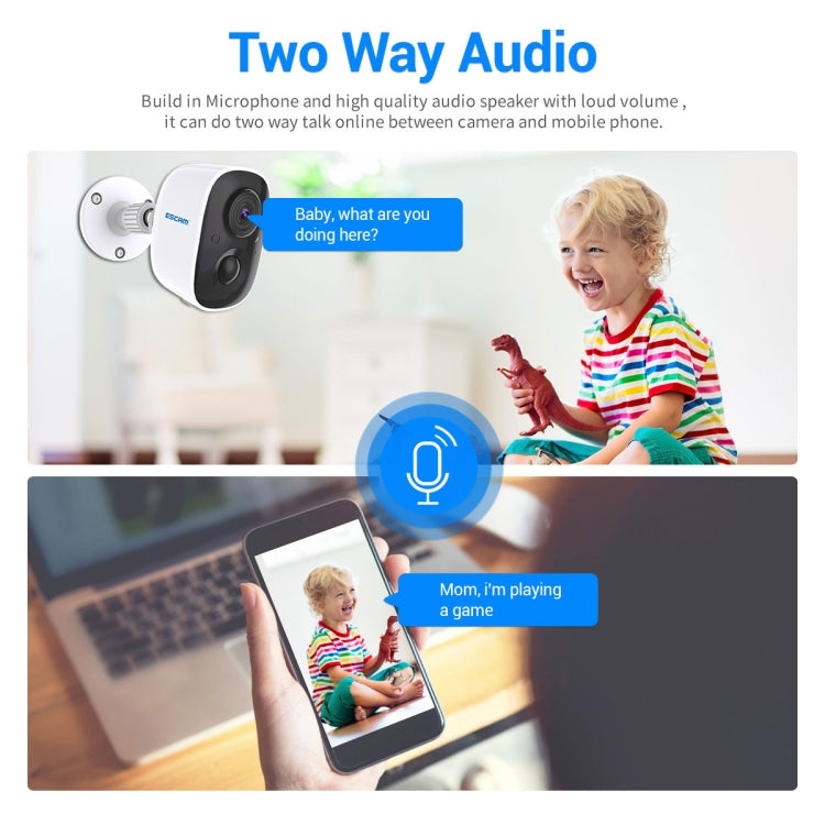 ESCAM G14 Rechargeable 1080P Full HD AI Recognition Infrared Night Vision WiFi Camera