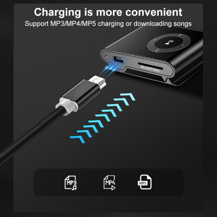 5 PCS Mini USB to USB A Woven Data / Charge Cable for MP3, Camera, Car DVR