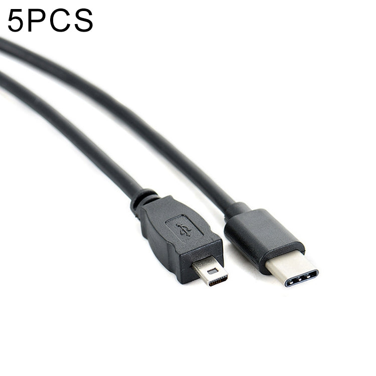 5 PCS 30cm Type-C / USB-C to Mini 8 Pin OTG Phone Data Cable for Nikon