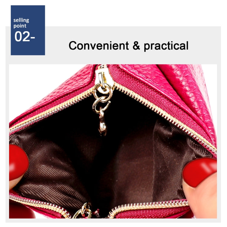 Litchi Texture Cowhide Hand Held Small Wallet for Ladies