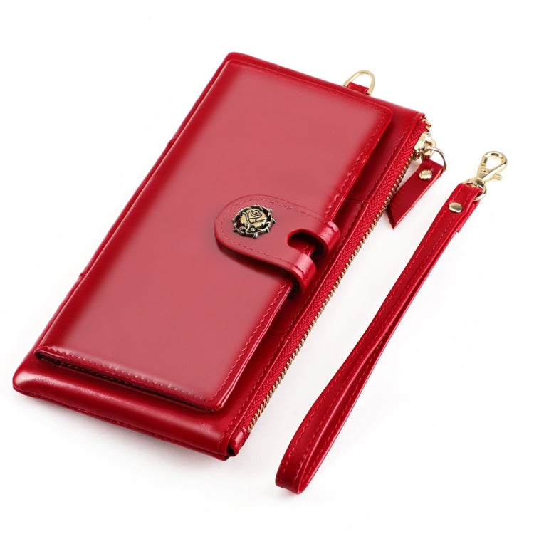 3506 Oil Wax Vintage Texture RFID Anti-Degaussing Hand Held Wallet for Ladies