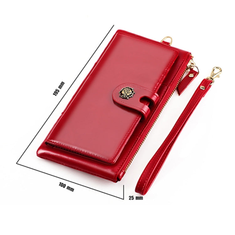 3506 Oil Wax Vintage Texture RFID Anti-Degaussing Hand Held Wallet for Ladies