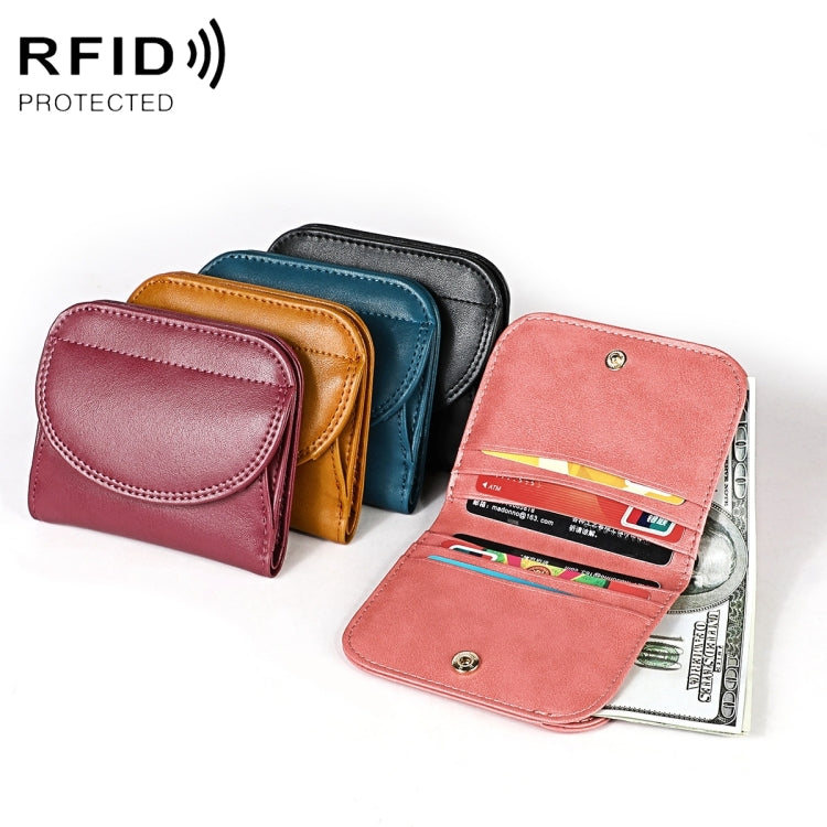 3537 Folding Short RFID Anti-Theft Coin Purse for Ladies