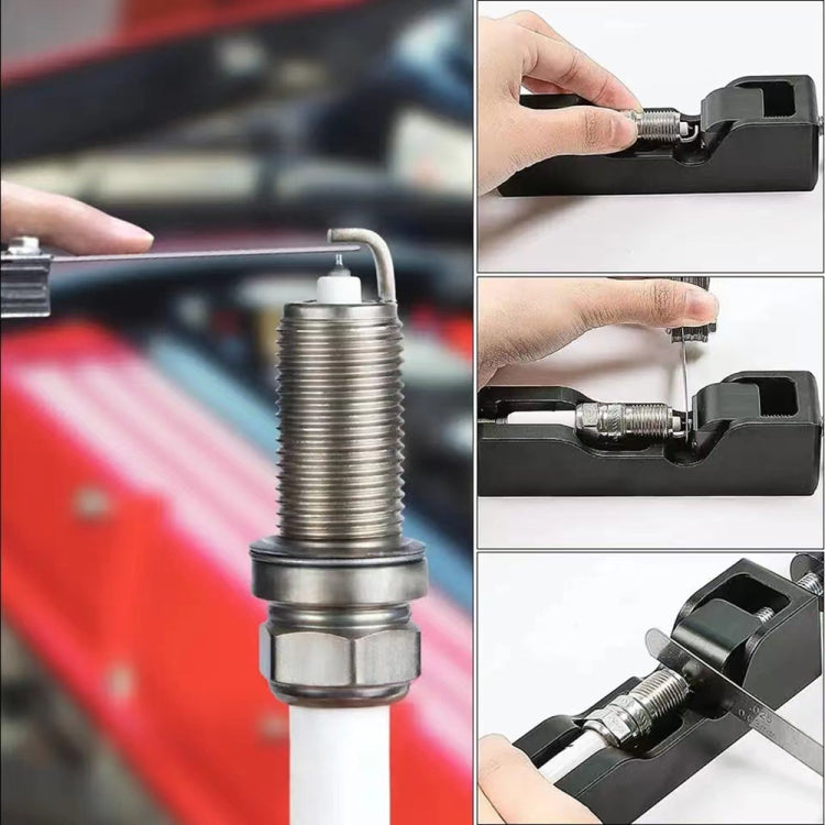 Car Universal Spark Plug Gap Tool with Feeler Gauge for Most 10mm 12mm 14mm 16mm Spark Plugs, with Feeler Gauge (Black)