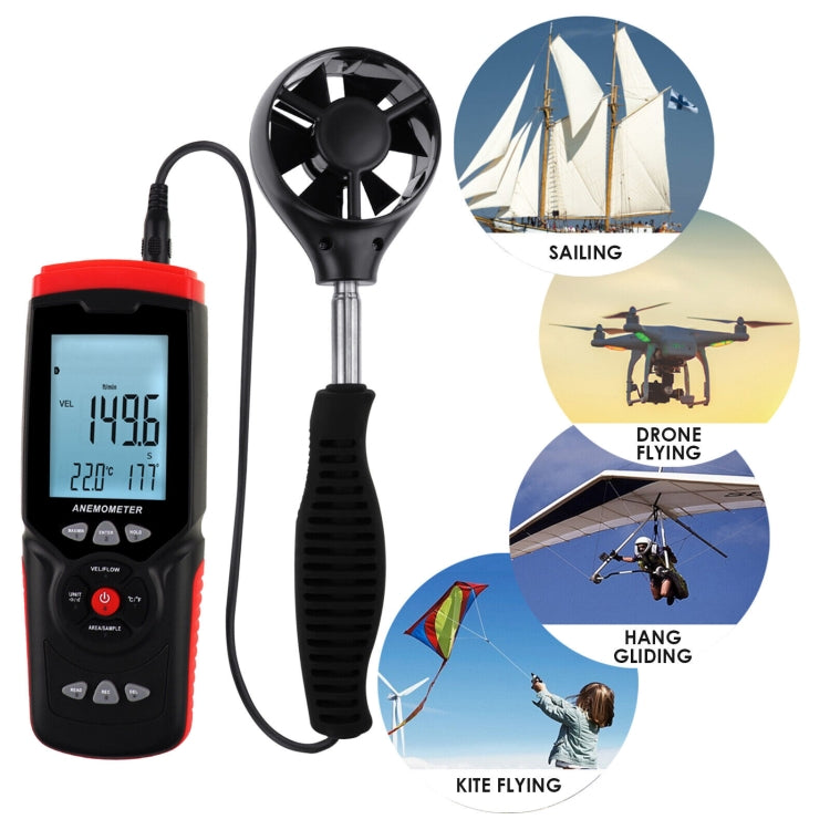BENETECH GT8913 Handheld Digital LCD Hot Wire Anemometer, Battery Not Included