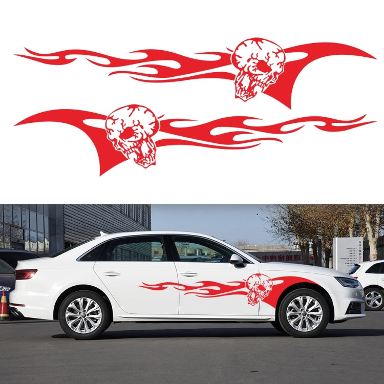 2 PCS/Set D-964 Skull Flame Pattern Car Modified Decorative Sticker