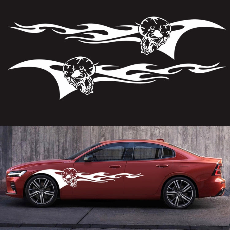 2 PCS/Set D-964 Skull Flame Pattern Car Modified Decorative Sticker