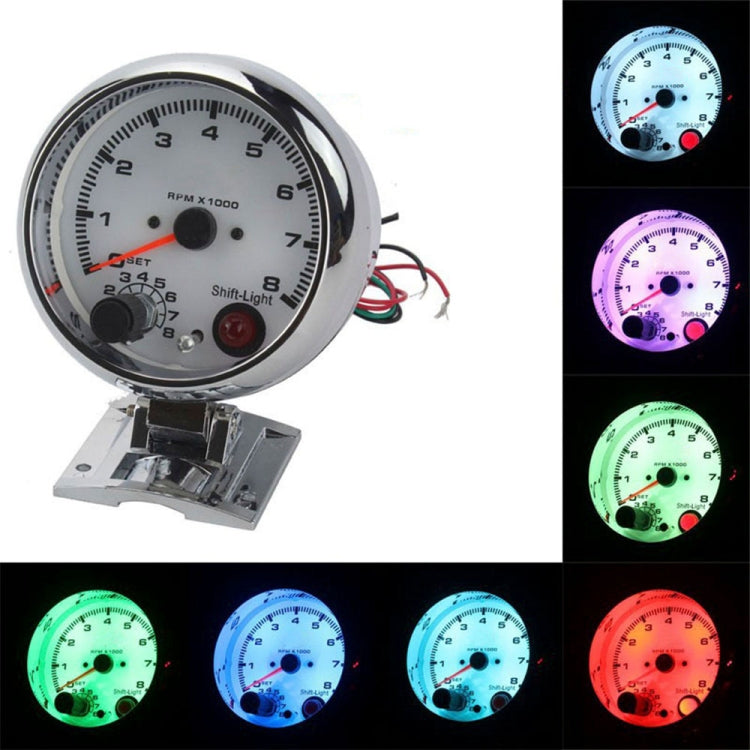 Car Modified 7 Background Lights Tachometer 0-8000RPM for 4/6/8 Cylinder Engines
