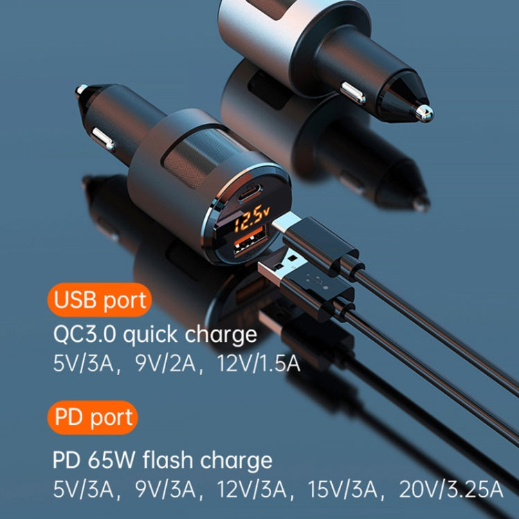 SC01 65W QC3.0 + PD Dual Ports Car Charger with Voltage Display