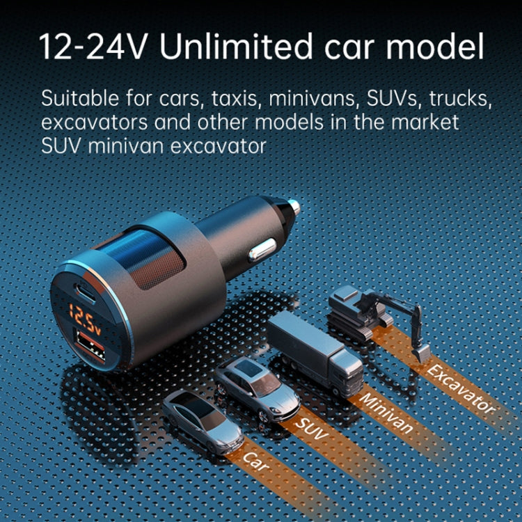 SC01 65W QC3.0 + PD Dual Ports Car Charger with Voltage Display