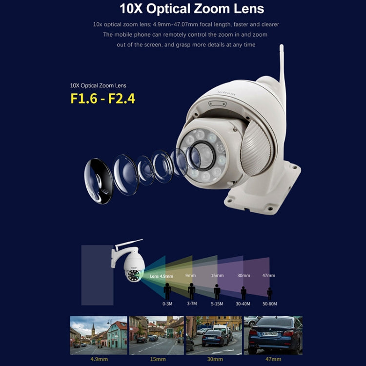 Sricam SP008C 5MP 10X Zoom IP66 Waterproof CCTV WiFi IP Camera Monitor