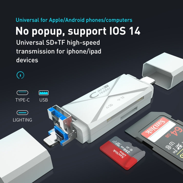 ADS-218 8 Pin+USB+Type-C Multi-function Card Reader