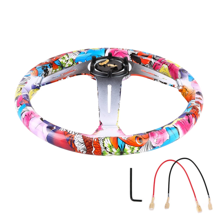 35cm Car Racing Graffiti ABS Steering Wheel