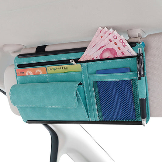 2 PCS Car Sun Viso Sheepskin Leather Storage Bag