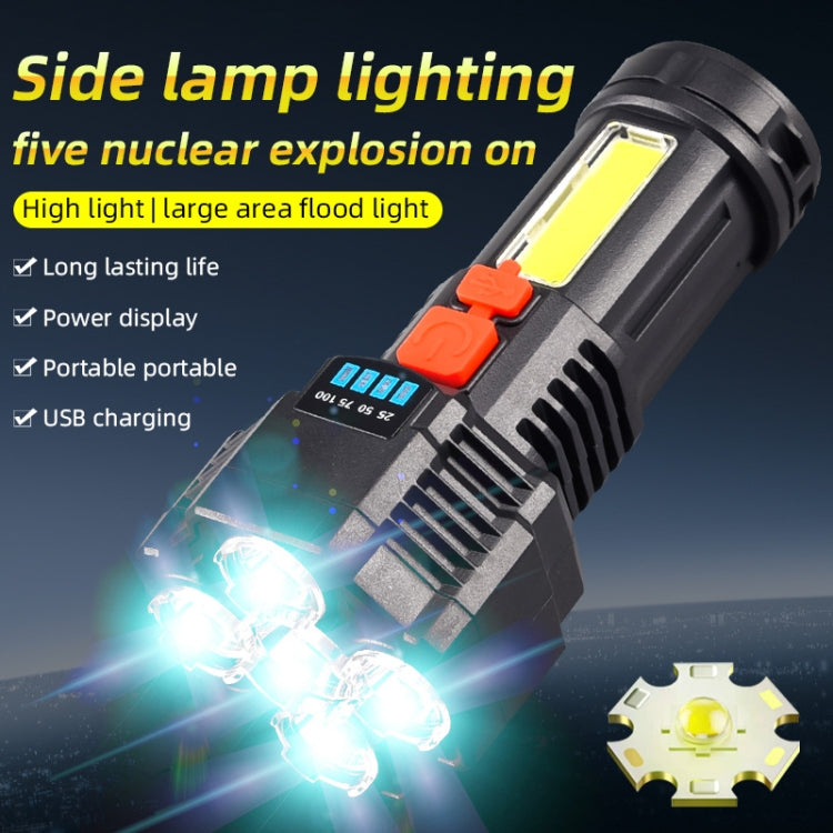Strong Bright 5 Core LED Flashlight USB Rechargeable Powerful Torch