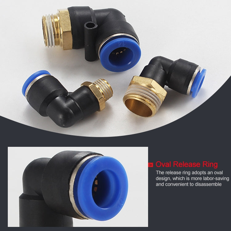 PL6-04 LAIZE 2pcs Male Thread Elbow Pneumatic Quick Fitting Connector