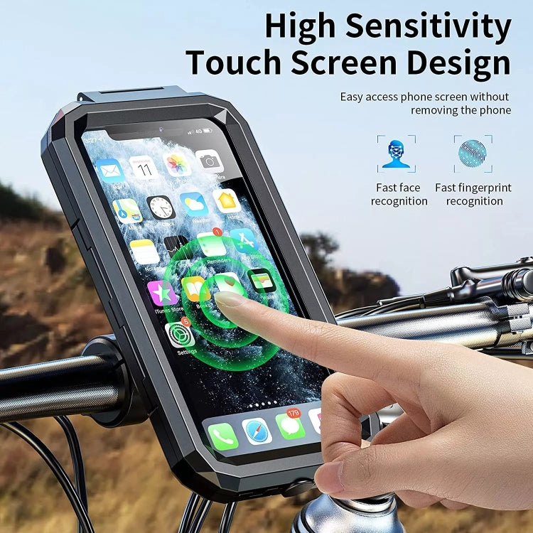 Motorcycle / Bicycle Handlebar Wireless Charging Waterproof Box Mobile Phone Holder