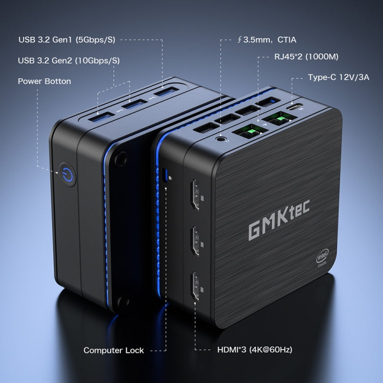 GMK KB7 Windows 11 Pro Mini PC, 16GB+512G, Intel Pentium Silver N6005 Quad Core, Support WiFi & BT
