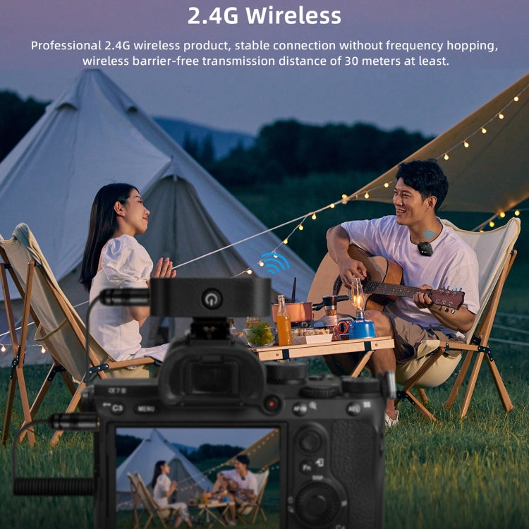 Yanmai GF525 2 in 1 Broadcast 2.4G Wireless Lavalier Microphone Mini Clip-on Mic with LED Display
