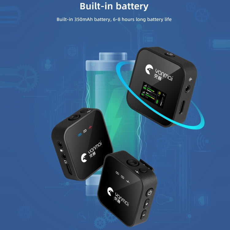 Yanmai GF525 2 in 1 Broadcast 2.4G Wireless Lavalier Microphone Mini Clip-on Mic with LED Display