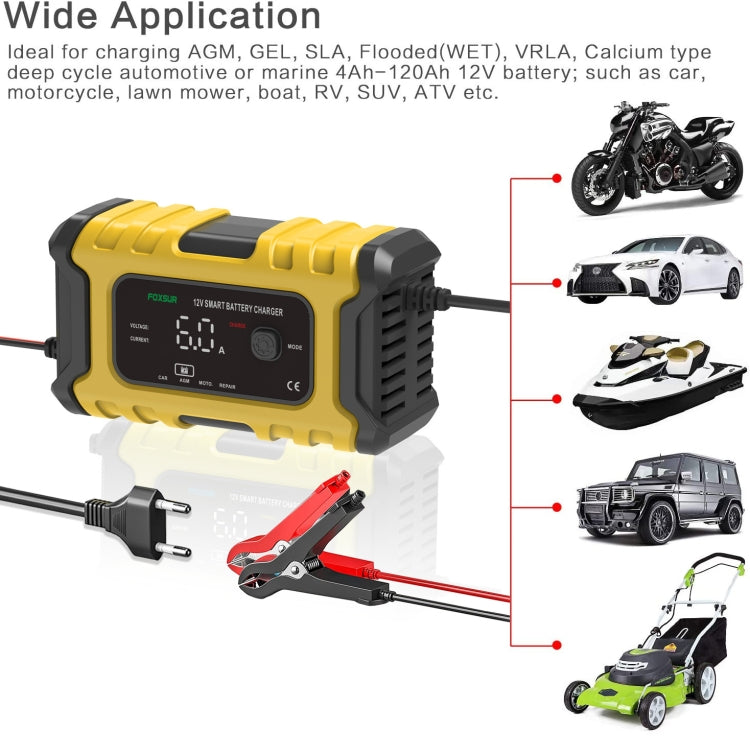 FOXSUR 6A 12V Motorcycle / Car Smart Battery Charger
