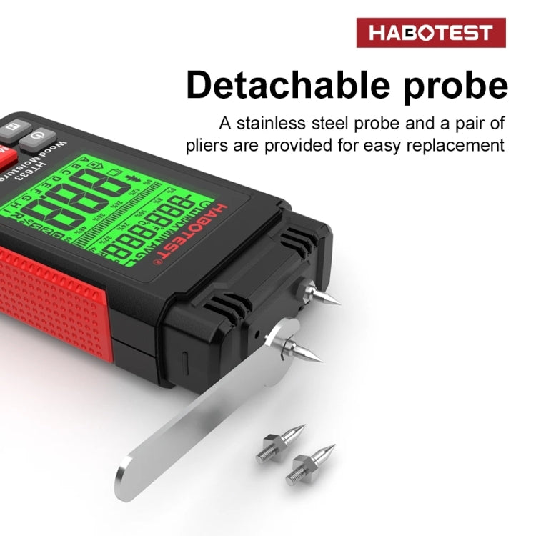 HABOTEST HT633 Portable Multifunctional Digital Display Wood Moisture Detector