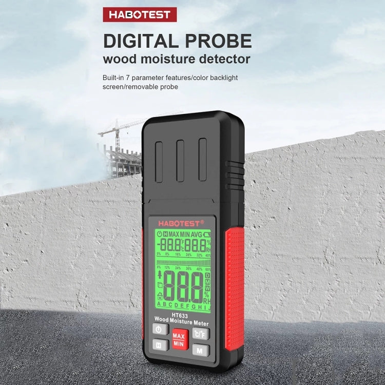 HABOTEST HT633 Portable Multifunctional Digital Display Wood Moisture Detector