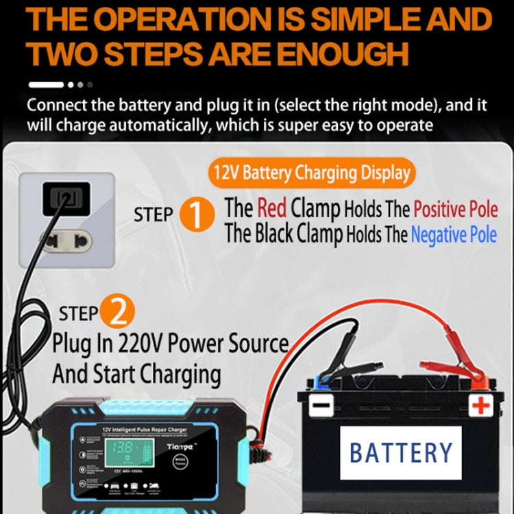 Motorcycle / Car Battery Smart Charger with LCD Creen, UK Plug, US Plug, AU Plug, EU Plug