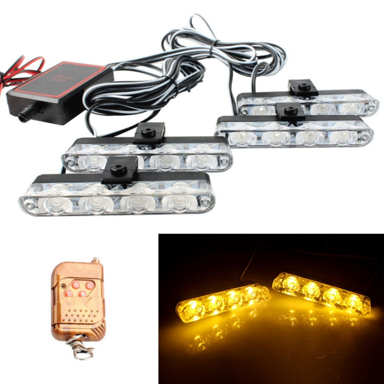 4 in 1 Car 16LEDs Grille Flash Lights Warning Lights with Wireless Remote Control