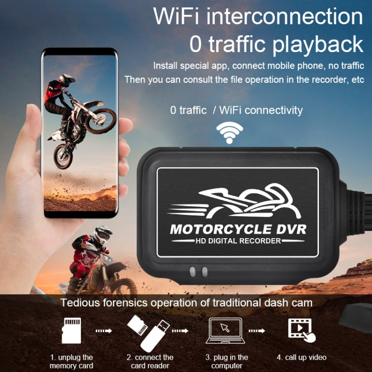 SE3 Dual AHD 1080P Waterproof HD Motorcycle DVR, Support TF Card / Cycling Video / Parking Monitoring