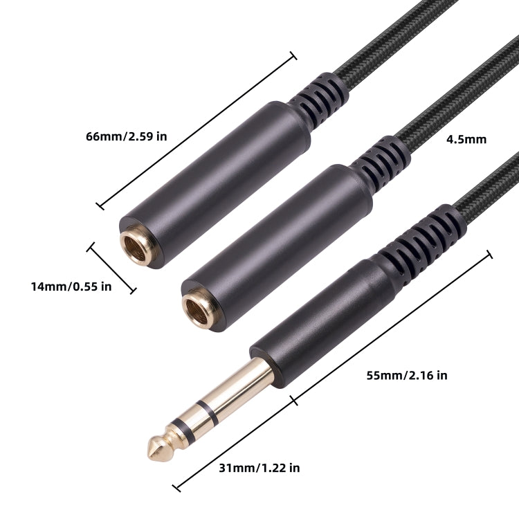 3718 6.35mm Male to Dual Female 1/4 TRS Stereo Audio Cable, Length: 30cm