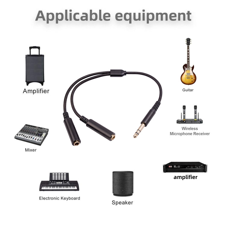 3718 6.35mm Male to Dual Female 1/4 TRS Stereo Audio Cable, Length: 30cm