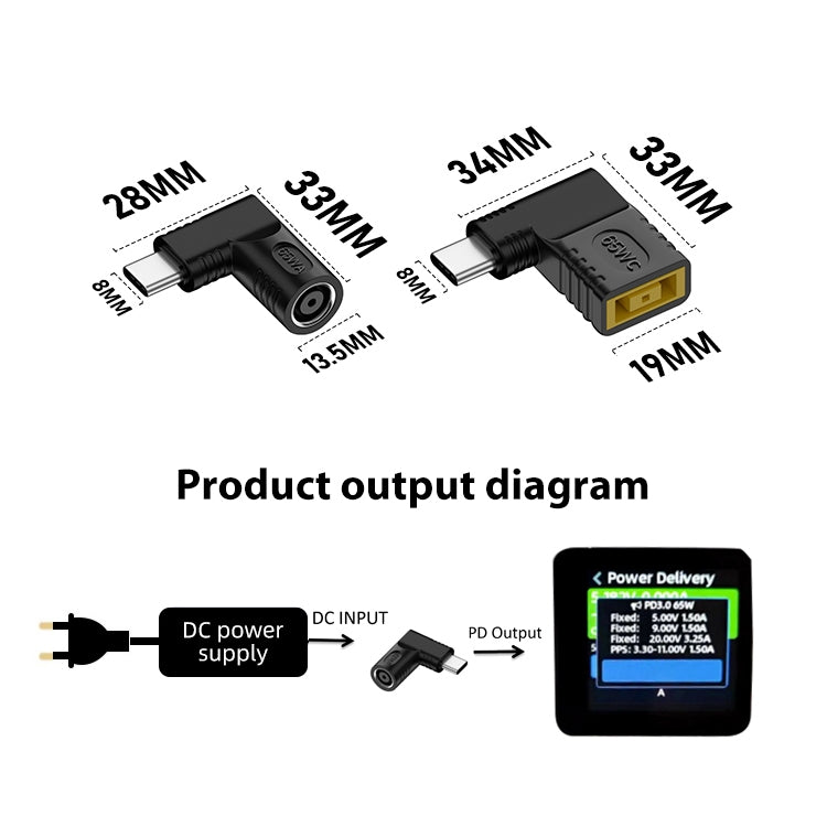 65W DC Input to USB-C / Type-C PD Power Adapter