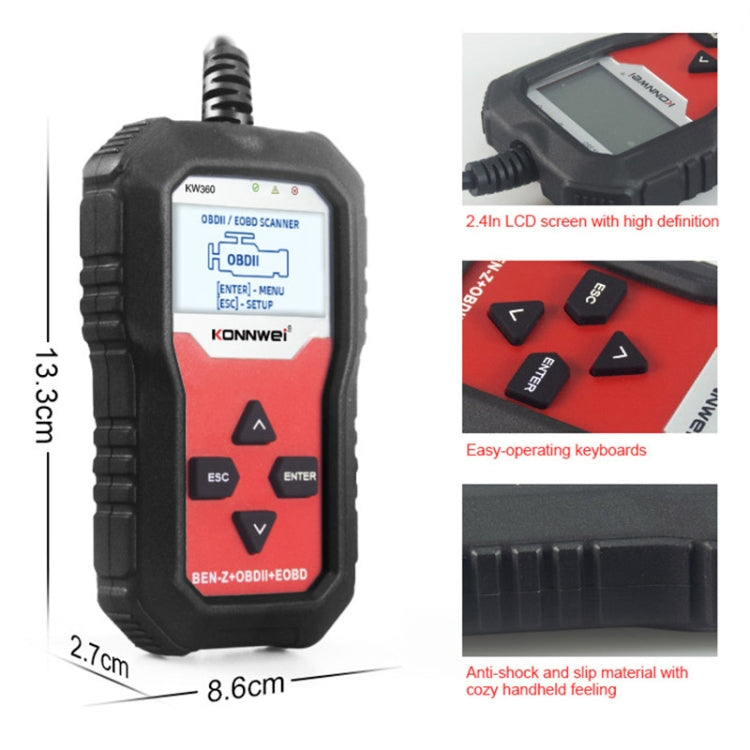 KONNWE KW360 2.4 inch OBD2 Car Fault Detector
