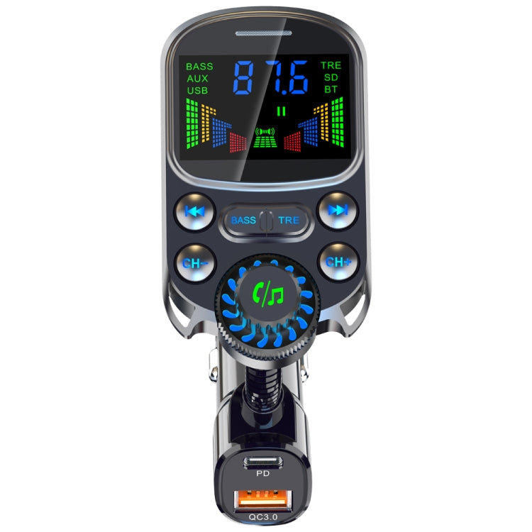 BC86 Colorful Screen Car Bluetooth 5.3 FM Transmitter MP3 Player