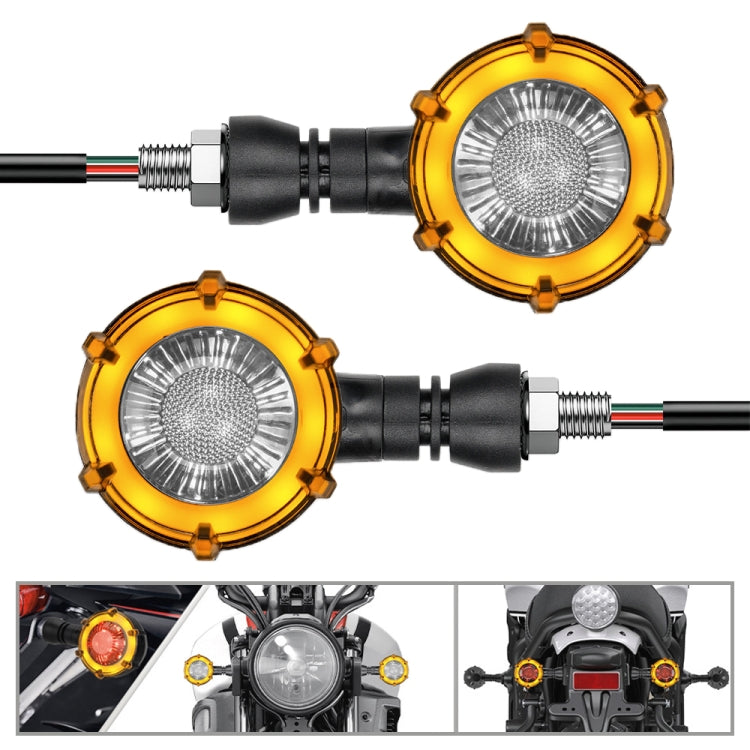 1 Pair Motorcycles Universal Rotating LED Dual-color Flow Turn Signal Light