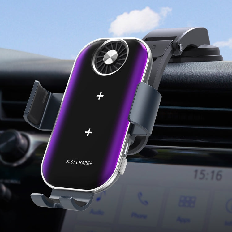 C37 Fan Cooling Dual Coil Car Phone Holder Wireless Charger