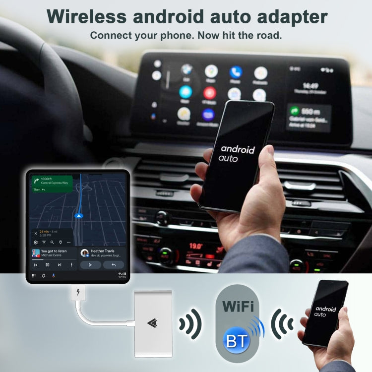 THT-020-2+ USB + USB-C / Type-C Wired to Wireless Carplay Adapter for Android Smartphone