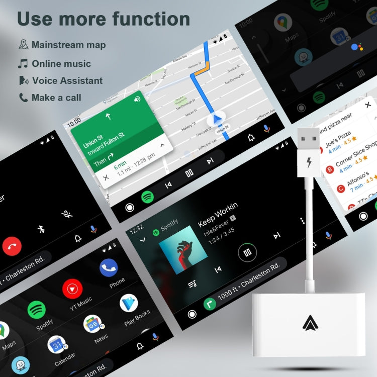 THT-020-2+ USB + USB-C / Type-C Wired to Wireless Carplay Adapter for Android Smartphone