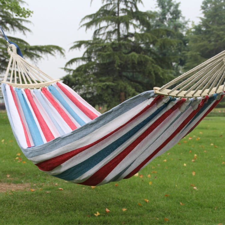 Outdoor Double Thickened Canvas Hammock Indoor Swing with Detachable Curved Rod