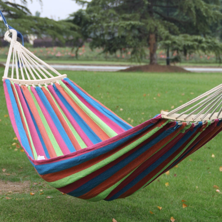Outdoor Double Thickened Canvas Hammock Indoor Swing with Detachable Curved Rod
