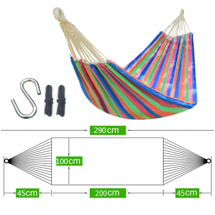 Outdoor Double Thickened Canvas Hammock Indoor Swing with Detachable Curved Rod