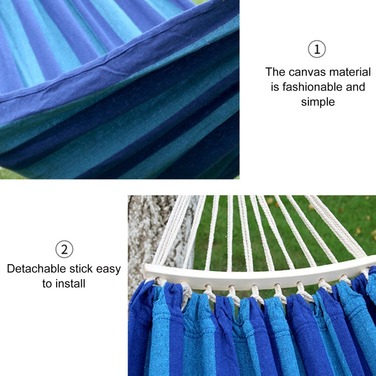 Outdoor Double Thickened Canvas Hammock Indoor Swing with Detachable Curved Rod