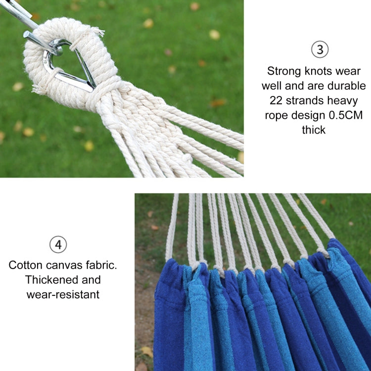 Outdoor Double Thickened Canvas Hammock Indoor Swing with Detachable Curved Rod