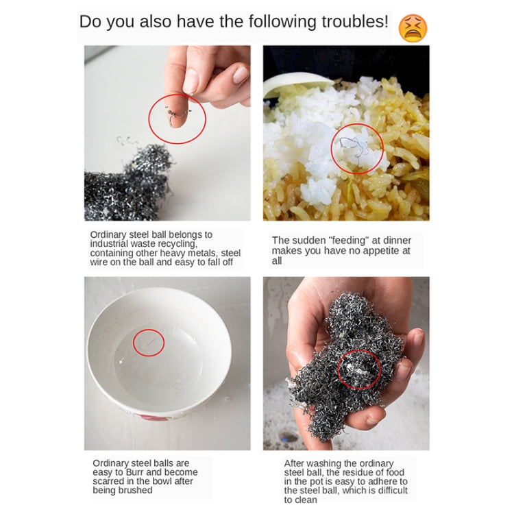 Stainless Steel Round Iron Cleaner Pot Brush Scrubber Home Cookware Kitchen Cleaning Tool