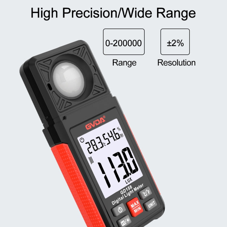GVDA GD158 200000Lux Digital Light Meter Tester Brightness Photometer